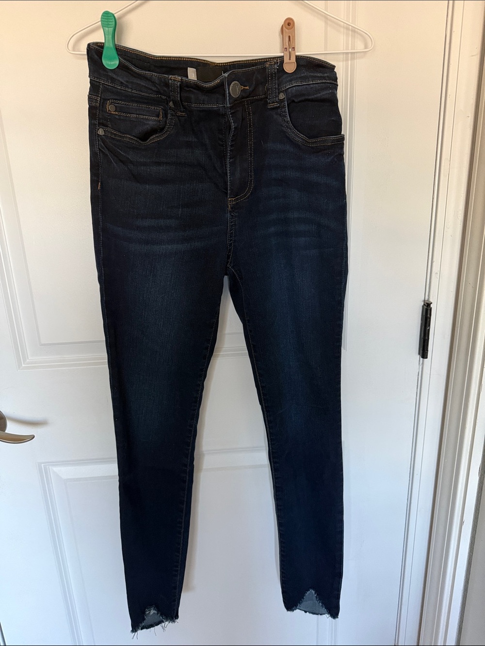 Kut from the Kloth Dark Indigo Skinny Jeans with Raw Hem